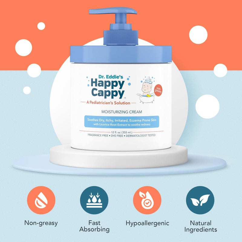 Happy Cappy Moisturizing Cream - Baby Cream for Eczema-Prone Skin, Dry Skin Lotion for Infants, Toddlers & Kids, Pediatrician-Formulated, Gentle, Paraben Free, Hypoallergenic, Sulfate Free - 12 fl oz - Image 2